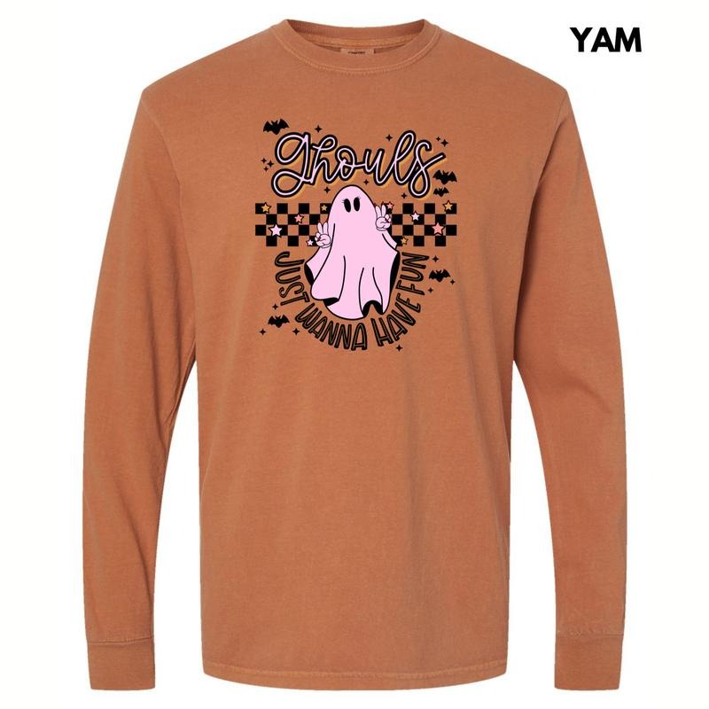 Black Checker Ghouls Fun Long Sleeve Comfort Colors T-Shirt 'NLB' Hoodie, Sweatshirt | HypeDripTees.com