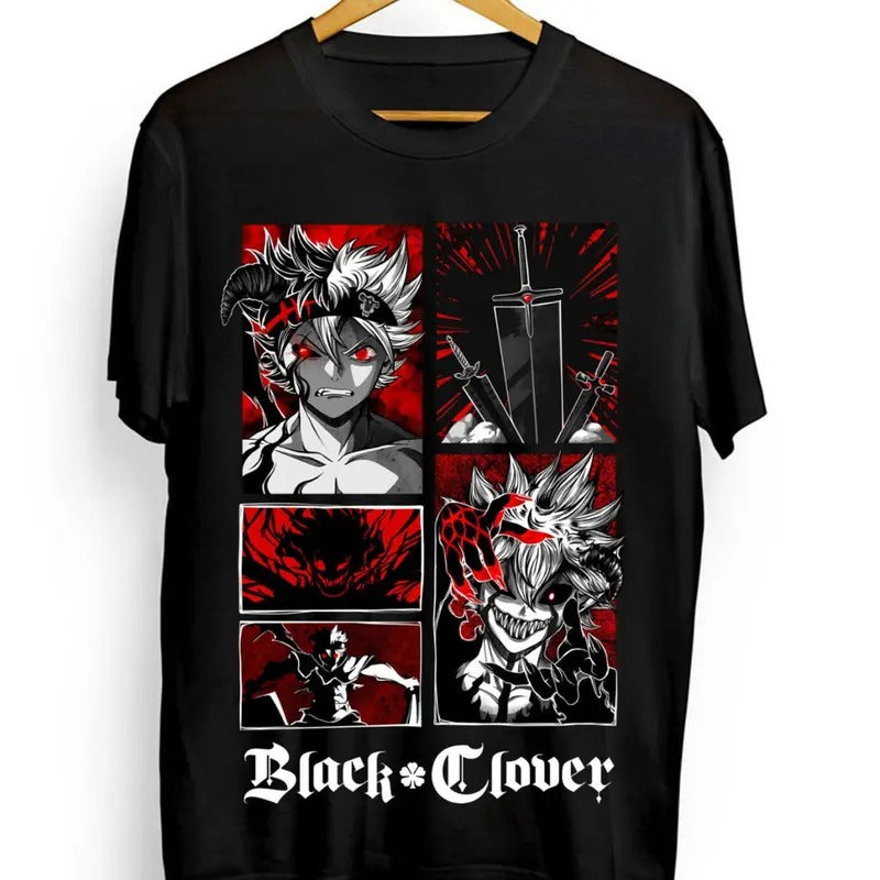 Black Clover Asta Yuno Anime Manga Tshirt Anime Manga Black Shirt All Size Hoodie, Sweatshirt | HypeDripTees.com
