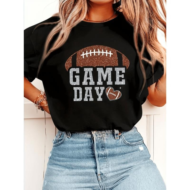 Black Crew Neck Letter Print Short Sleeve T Shirt For Women Spring Summer Casual Wear Hoodie, Sweatshirt | HypeDripTees.com