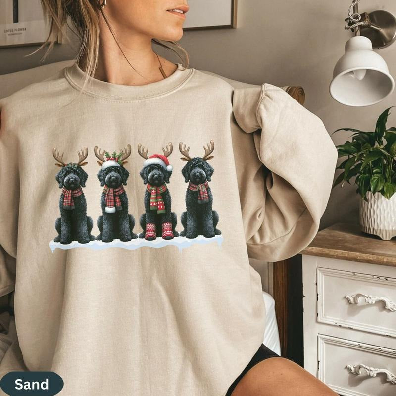 Black Doodle Christmas Shirt, Dog Christmas Sweatshirt, Goldendoodle Dog Shirt Crewnecked, Gift Dog Person, Cute Sweater...