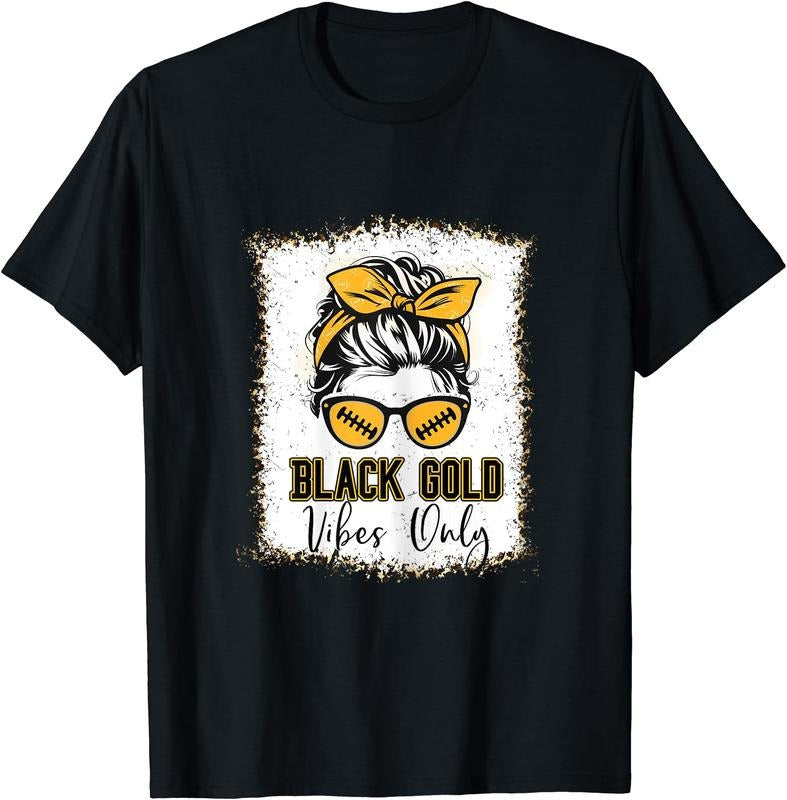 Black Gold Vibes Only T-Shirt | Unisex Cotton Tee, Short Sleeve, Size S-5XL Hoodie, Sweatshirt | HypeDripTees.com