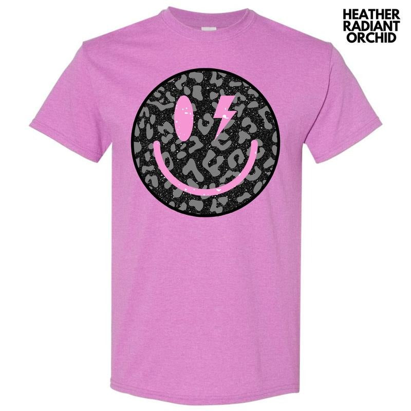Black Leopard Happy Face Gildan Short Sleeve T-Shirt 'NLB' Hoodie, Sweatshirt | HypeDripTees.com