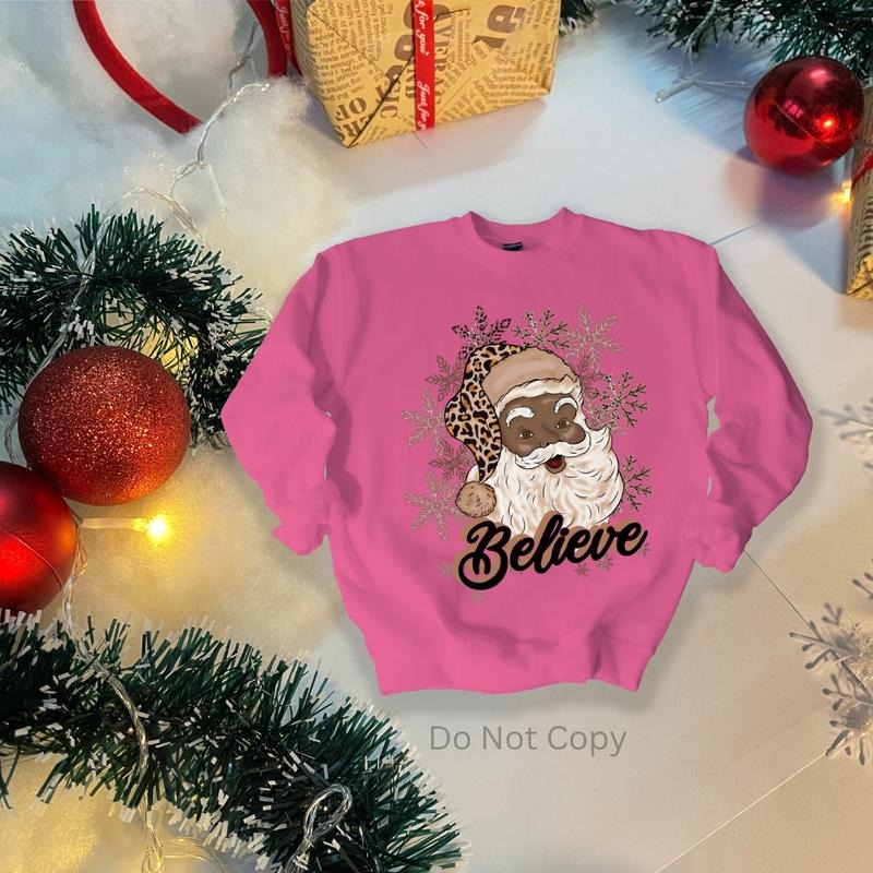 Black Santa DTF Transfer ONLY - This is NOT a T Shirt Hoodie, Sweatshirt | HypeDripTees.com