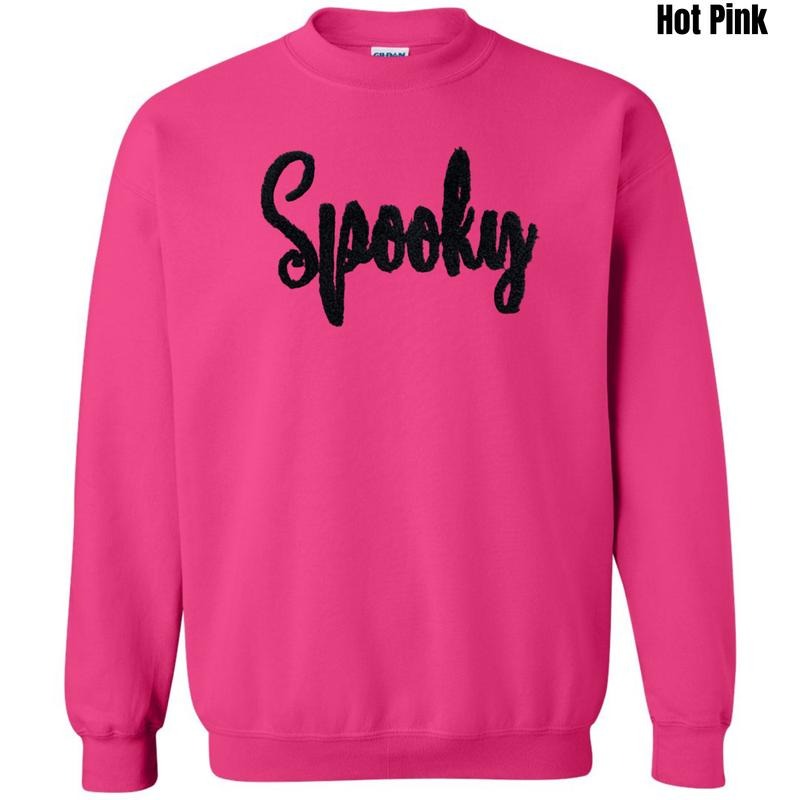 Black Spooky Fluffy Patch Sweatshirt T-Shirts, Hoodie | HypeDripTees.com