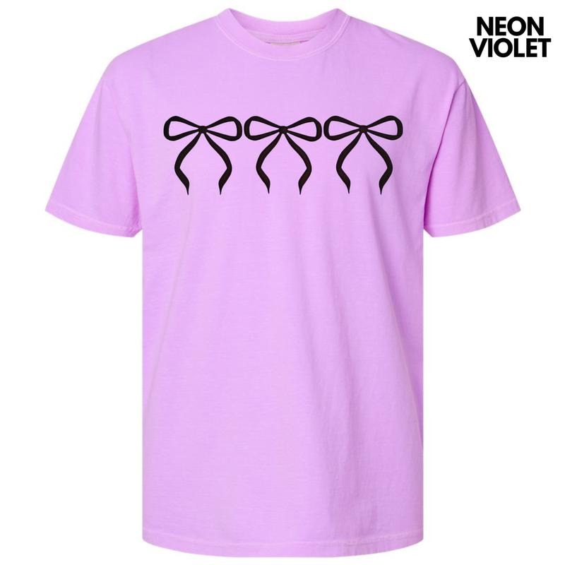 Black Triple Bows Puff Comfort Colors T-Shirt Hoodie, Sweatshirt | HypeDripTees.com