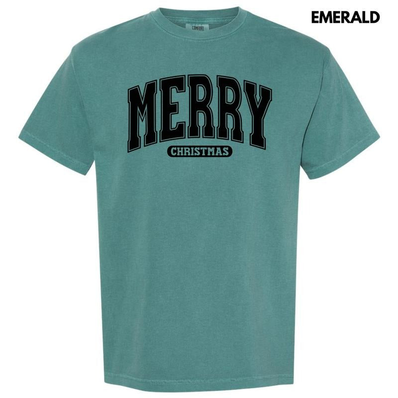 Black Varsity Merry Christmas Comfort Colors T-Shirt 'NLB' Hoodie, Sweatshirt | HypeDripTees.com