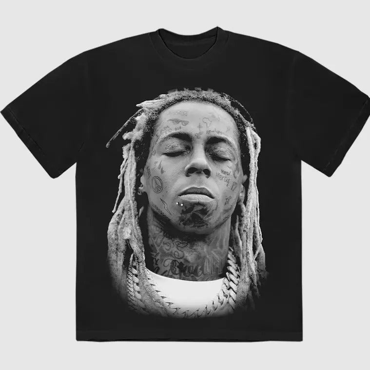 Black White Lill Wayne Big Face Tee, Gift Shirt Hoodie, Sweatshirt | HypeDripTees.com
