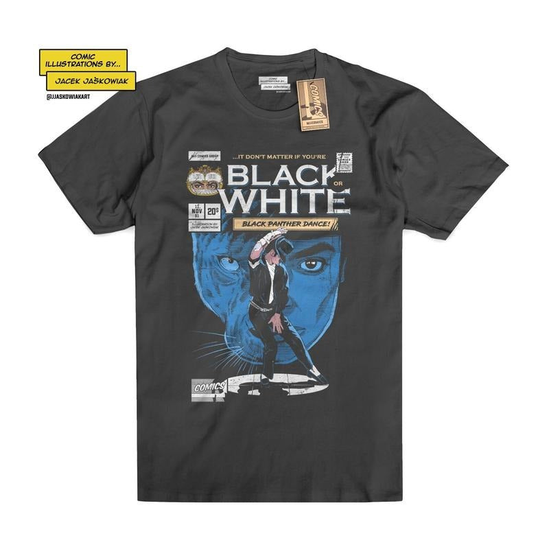 Black or White '91 Panther Dance Comic Book Tshirt Trending Movie T shirt Vintage 90s T-shirt gift for Movie fans gift...