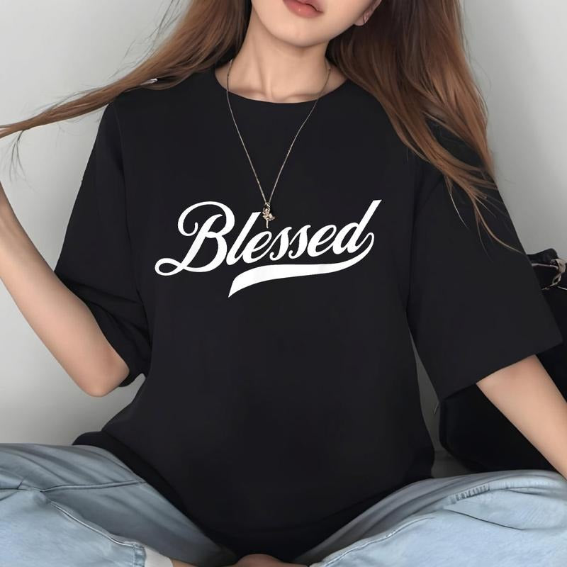 Blessed Jesus T-Shirt Casual Style Crew Neck Short Sleeve T-Shirt Tops Trendy for Unisex Hoodie, Sweatshirt
