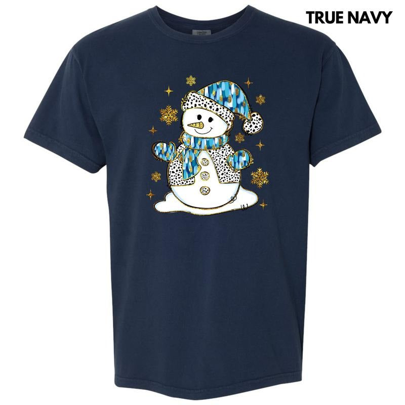 Blue & Gold Spotted Snowman Comfort Colors T-Shirt 'NLB Hoodie, Sweatshirt | HypeDripTees.com