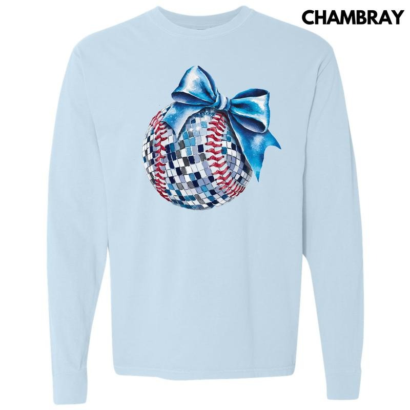 Blue Baseball Dazzling Disco Long Sleeve Comfort Colors T-Shirt 'NLB' Hoodie, Sweatshirt | HypeDripTees.com