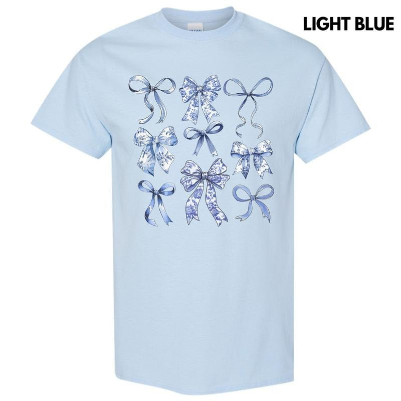 Blue Bow Coquette Collage Gildan Short Sleeve T-Shirt 'NLB' Hoodie, Sweatshirt | HypeDripTees.com
