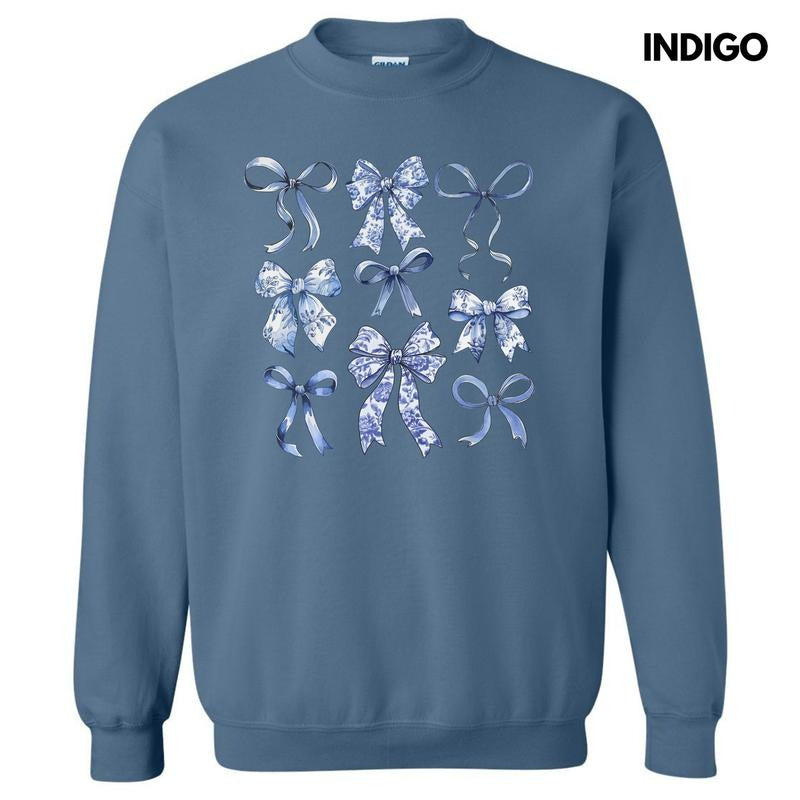 Blue Bow Coquette Collage Sweatshirt 'NLB' T-Shirts, Hoodie | HypeDripTees.com