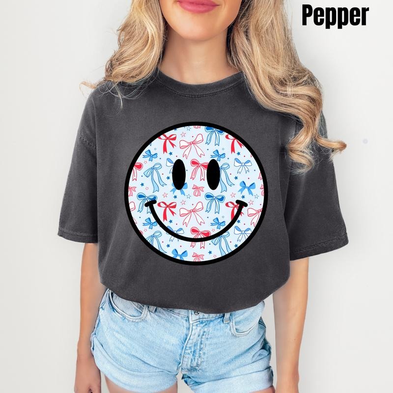 Blue Bows USA Happy Face Comfort Colors T-Shirt 'NLB' Hoodie, Sweatshirt | HypeDripTees.com