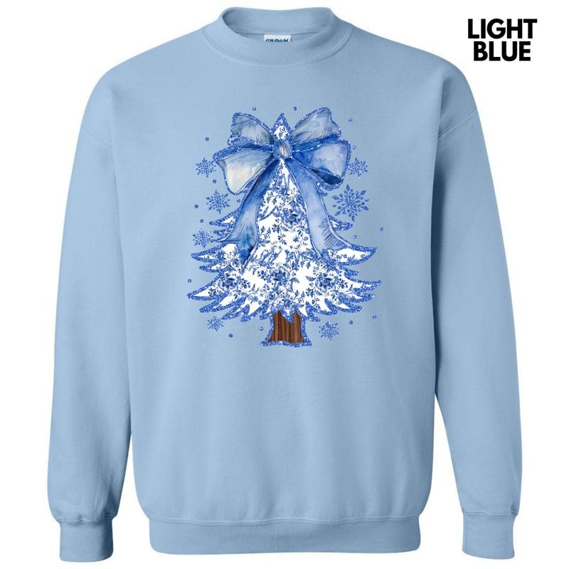Blue Chinoiserie Christmas Tree Sweatshirt 'NLB' T-Shirts, Hoodie | HypeDripTees.com