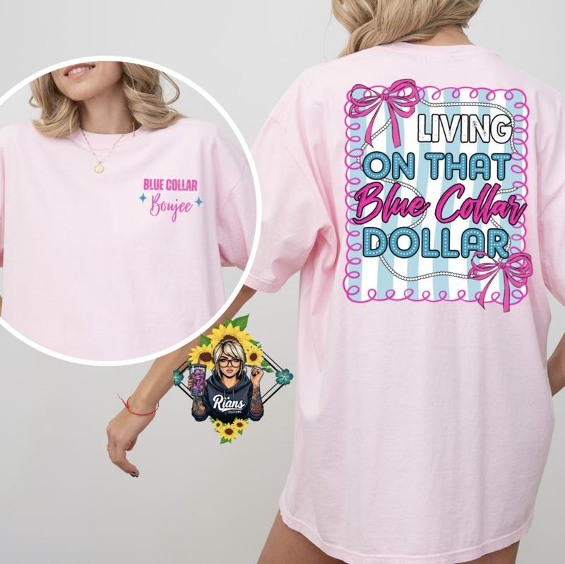 Blue Collar Boujee Living on That Blue Collar Dollar T-Shirt with Graphic Design Hoodie, Sweatshirt | HypeDripTees.com