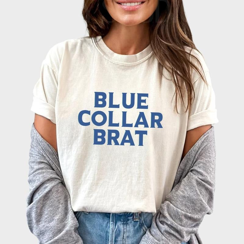 Blue Collar Brat Shirt, Blue Collar Wives Club Tee, Spoiled Blue Collar Wife Graphic Tee, Sarcastic Funny Wife Unhinged...
