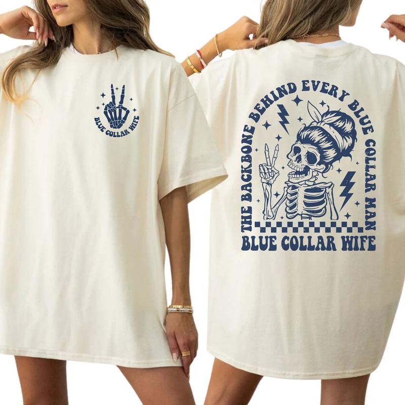 Blue Collar Wife Shirt, Blue Collar Wives Club Tee, Funny Wifey Shirt, Comfy Fabric Oversized Graphic Tee, Shirt For Wife...