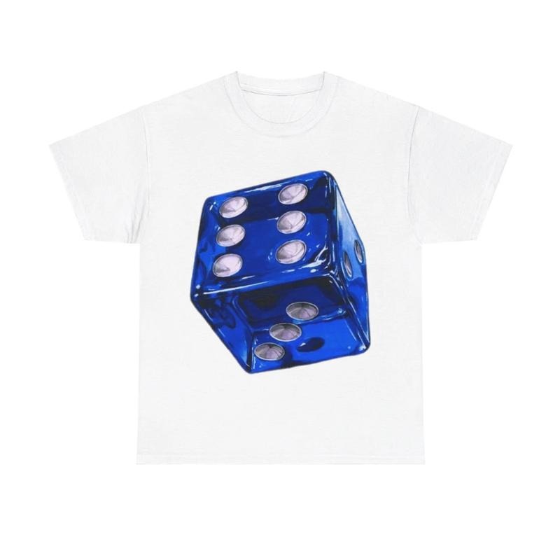 Blue Dice Graphic White Black Tshirt Y2K Streetwear Tee Fashion Hoodie, Sweatshirt | HypeDripTees.com