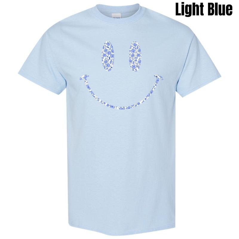 Blue Floral Smile  Gildan Short Sleeve T-Shirt 'NLB' Hoodie, Sweatshirt | HypeDripTees.com