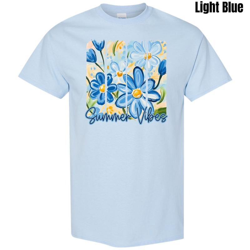 Blue Flower Summer Vibes Gildan Short Sleeve T-Shirt 'NLB' Hoodie, Sweatshirt | HypeDripTees.com