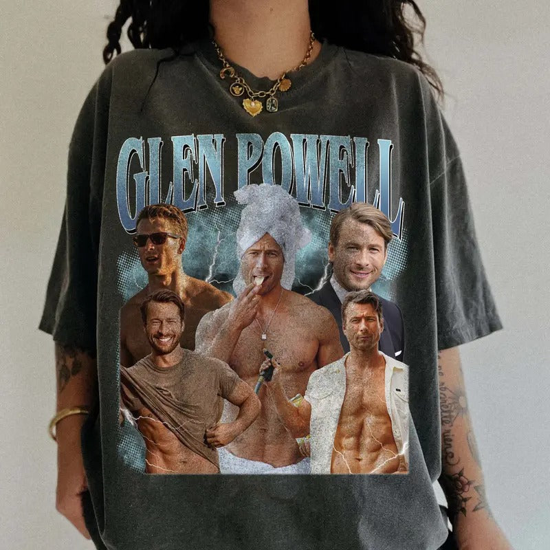 Blue Glen Powell Vintage Gildan & Comfort Colors T-shirt, Sweatshirt, Hoodie | HypeDripTees.com