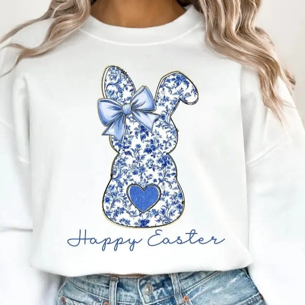 Blue Happy Easter DTF Transfers - THIS IS NOT A SHIRT Hoodie, Sweatshirt | HypeDripTees.com
