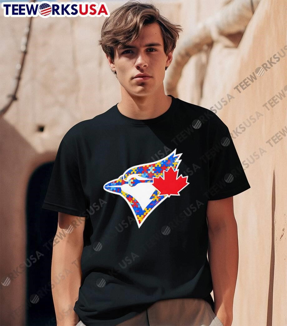 Blue Jays Autism Awareness Puzzle Piece Maple Leaf Toronto Blue Jays Shirt
