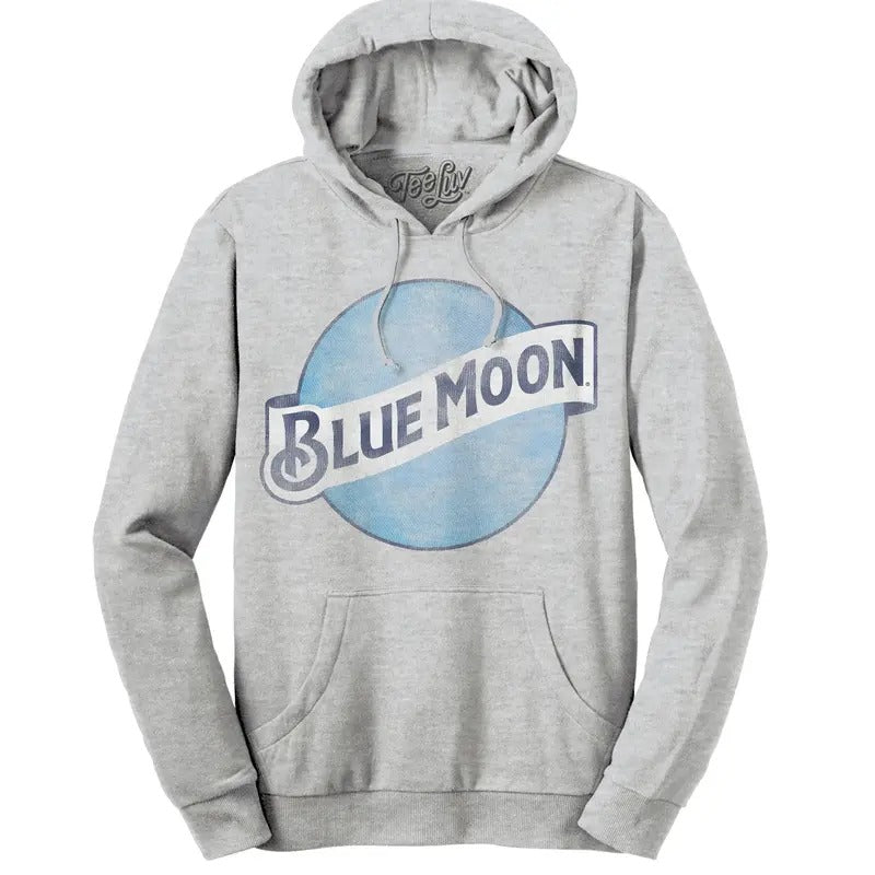 Blue Moon Logo Pullover Hooded Sweatshirt - Gray T-Shirts, Hoodie | HypeDripTees.com
