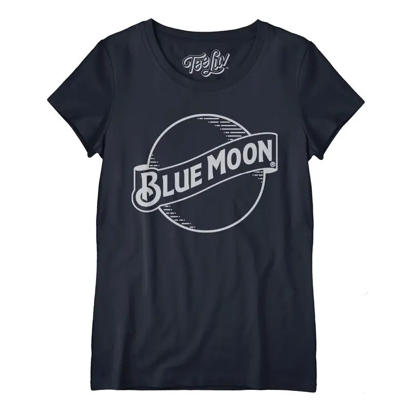 Blue Moon Logo Women's Scoopneck T-Shirt - Navy Hoodie, Sweatshirt | HypeDripTees.com