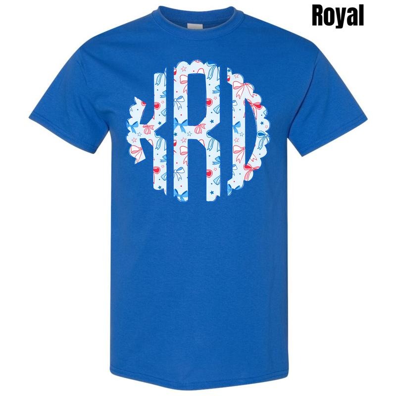 Blue USA Bows Monogram Gildan Short Sleeve T-Shirt 'NLB' Hoodie, Sweatshirt | HypeDripTees.com