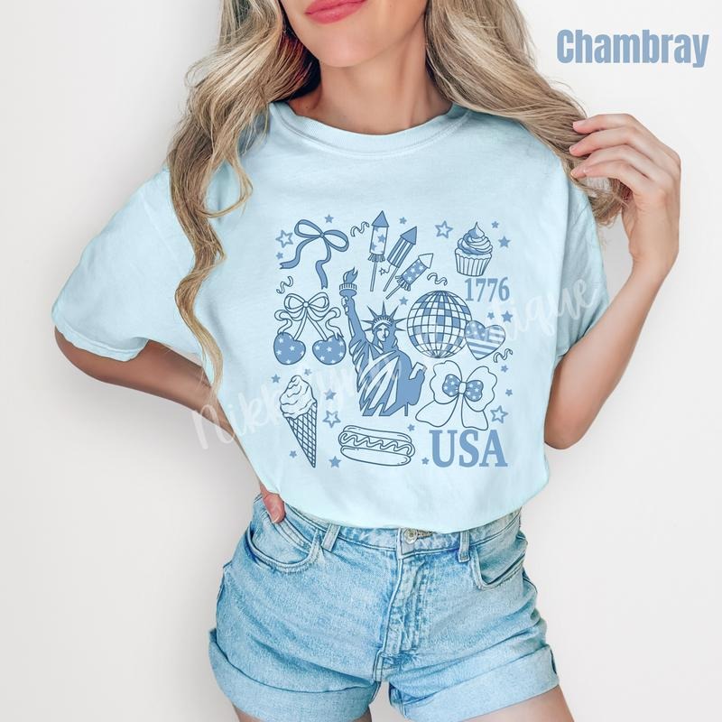 Blue USA Collage Comfort Colors T-Shirt 'NLB' Hoodie, Sweatshirt | HypeDripTees.com