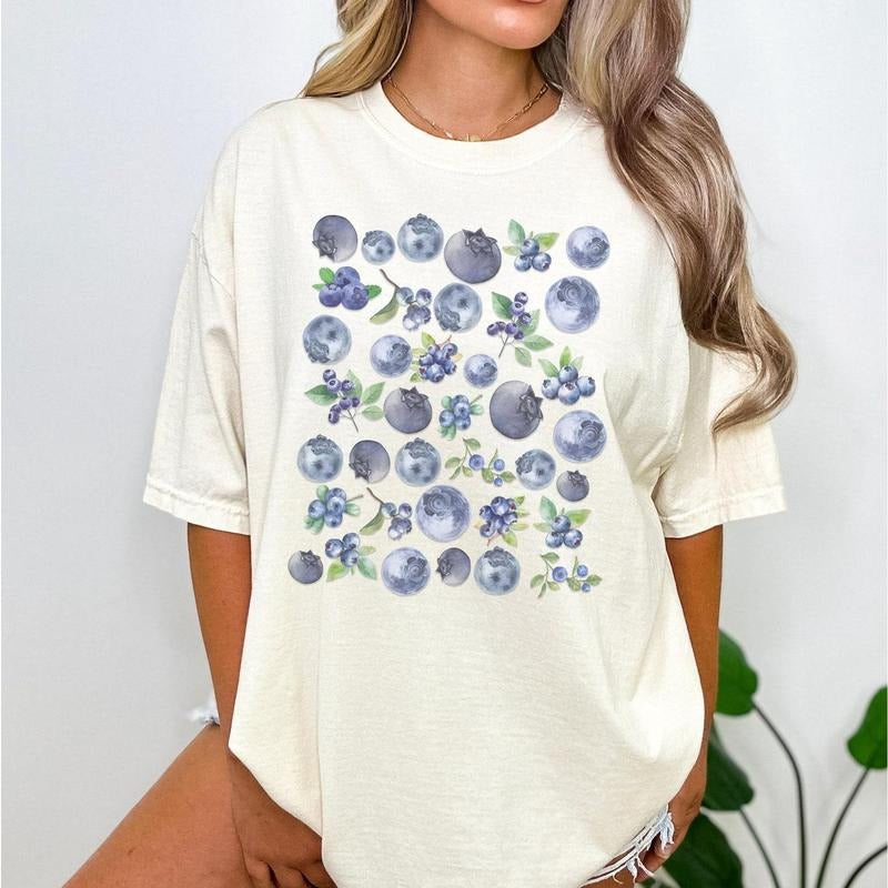 Blueberries, Aesthetic Fruit Shirt, Fruit Shirt, Vintage Graphic Shirt, Foodie Gift, Aesthetic Tee, Foodie, Plant Lover...