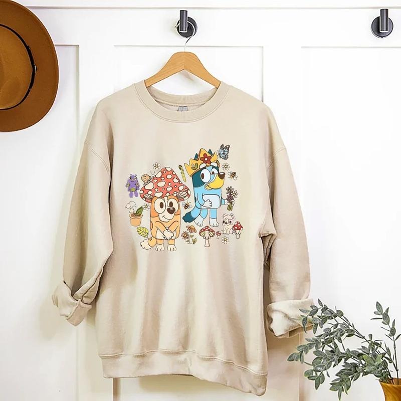 Bluey Mushroom Shirt, Bluey Mom Sweatshirt, Bluey and Bingo Crewneck Sweatshirt, Bluey Couple Sweatshirt, Bluey Mushroom...
