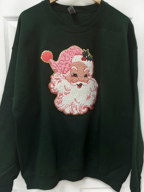 Blushing Santa on Forest Green Sweatshirt T-Shirts, Hoodie | HypeDripTees.com