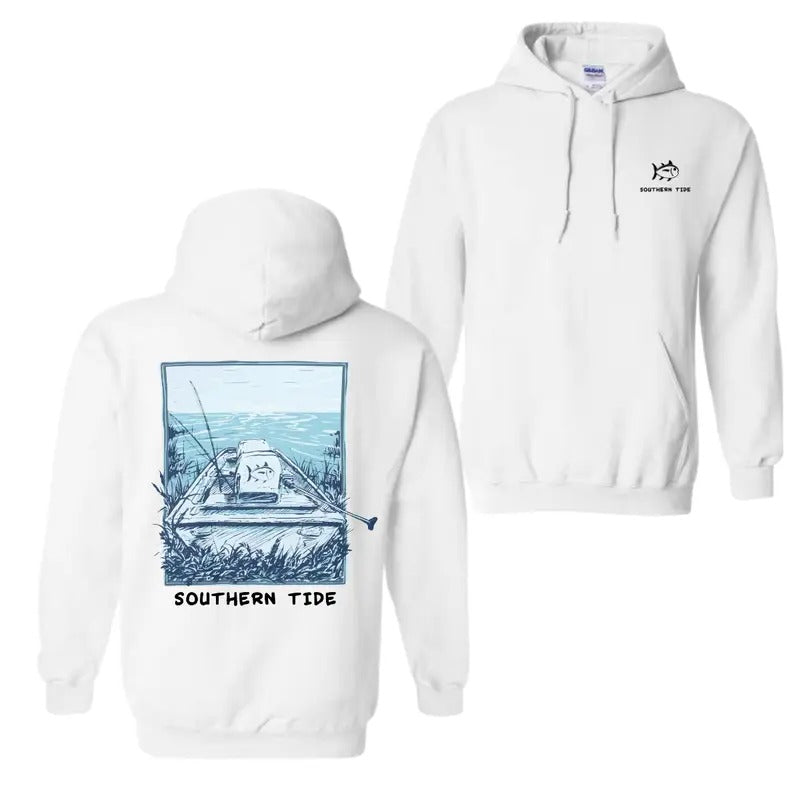 Boat Fishing Hoodie 2 sides Trendy Sweatshirt Full Color For men For women, Womenswear & Menswear, T-Shirt | HypeDripTees.com