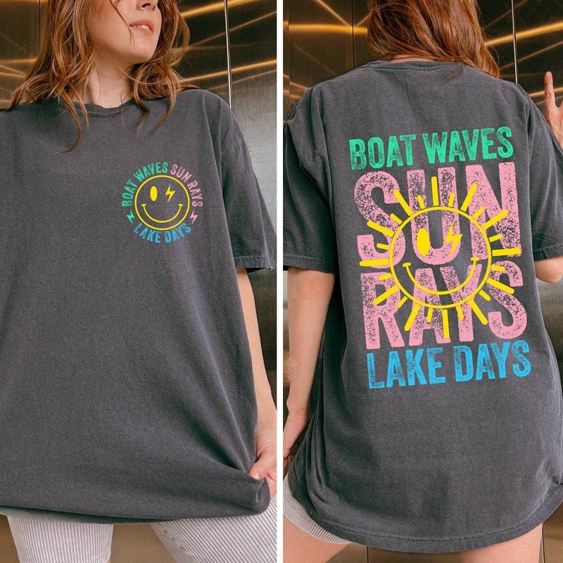Boat Waves Sun Rays Lake Days Shirt, Lake Shirt for Women Lake Girl Shirt, Retro Summer Shirt, Lake Life Shirt, Beach...
