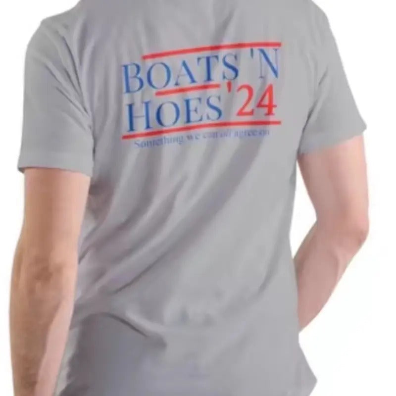 Boats and Hoes 2024 Unisex T-Shirt Cotton Casual Top with Red and Blue Print Hoodie, Sweatshirt | HypeDripTees.com