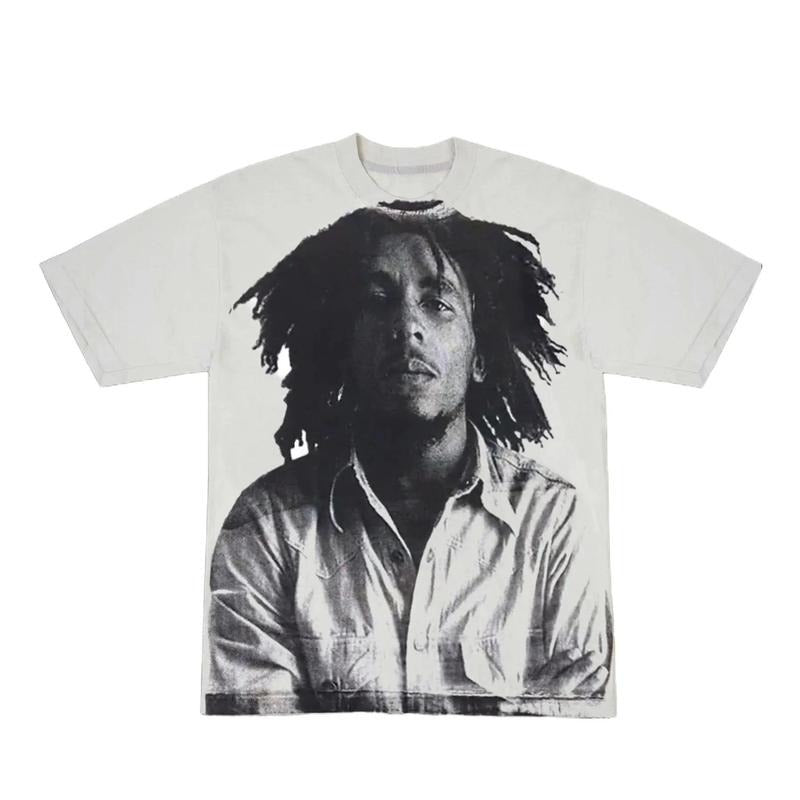Bob Marley Print Short Sleeve Graphic Unisex T-Shirt Menswear Top Casual Tshirt Crewneck Round Neck Hoodie, Sweatshirt