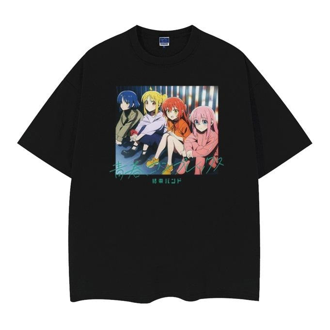 Bocchi the Rock! "Backstreet" Vintage Oversized Tee Anime T-shirt 100% Cotton Original Design Men's Top Casual Streetwear...