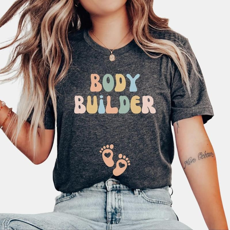 Bodybuilder Pregnancy Announcement Shirt Fitness Workout Reveal Weightlifting Baby Announcement Gym Buddy Maternity T-Shirts, Hoodie, Sweatshirt