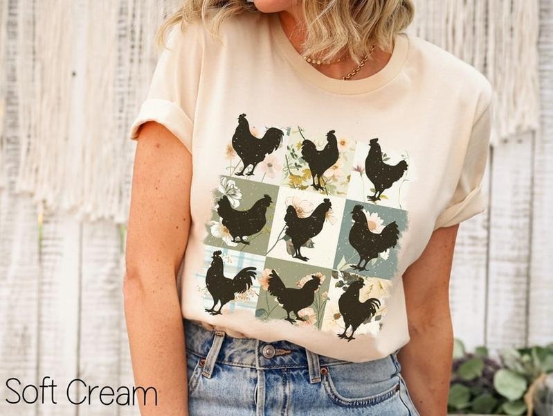 Boho Chickens Shirt,Wildflower Chicken Shirt,Chicken Tshirt,Cottagecore Farm Girl T-shirt,Chicken Lover,Mothers Day...