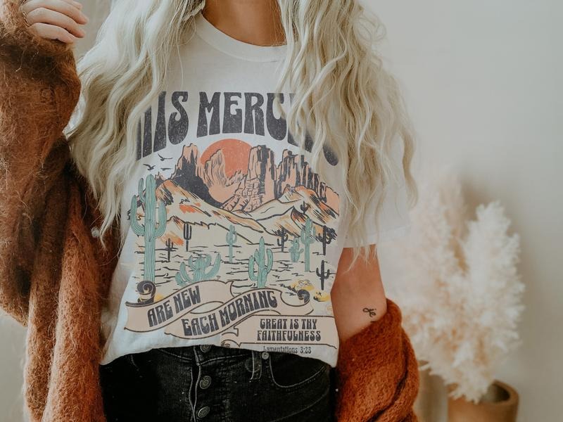 Boho Christian Shirts, Jesus Apparel Faith Based Shirt His Mercies Are New Best Price Hoodie, Sweatshirt | HypeDripTees.com