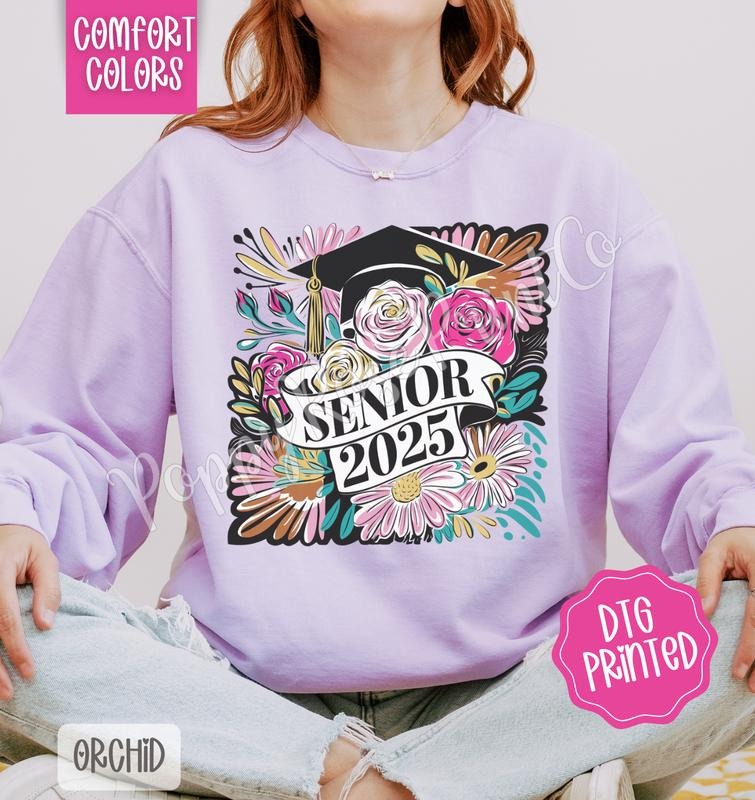 Boho Senior Comfort Colors Sweatshirt, Cute Floral Sweater, Graduation Crewneck, Gift for Her T-Shirts, Hoodie