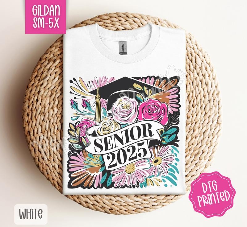 Boho Senior Gildan Shirt, Graduation Tshirt, Cute Floral Tee, Gift for Her Hoodie, Sweatshirt | HypeDripTees.com