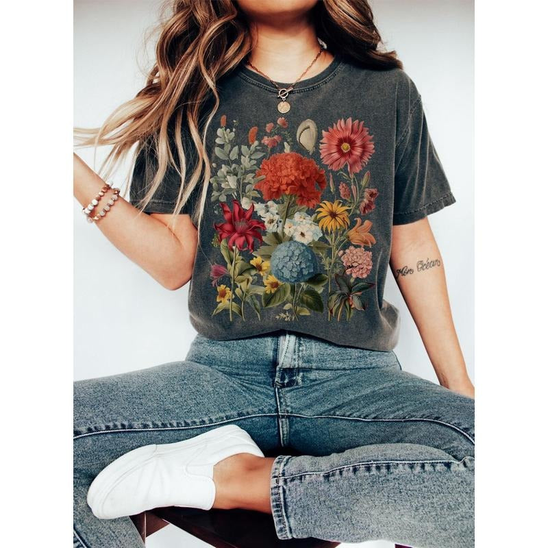 Boho Wildflowers Cottagecore Shirt , Gift For Her, Comfort Colors Shirt, Whimsigoth , Plant Shirts , Gift For Women...