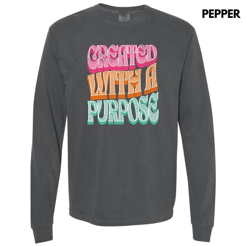 Bold Created With A Purpose Long Sleeve Comfort Colors T-Shirt 'NLB' Hoodie, Sweatshirt | HypeDripTees.com