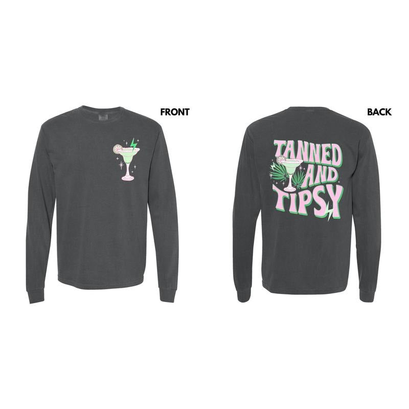 Bold Tanned And Tipsy Long Sleeve Comfort Colors T-Shirt Hoodie, Sweatshirt | HypeDripTees.com