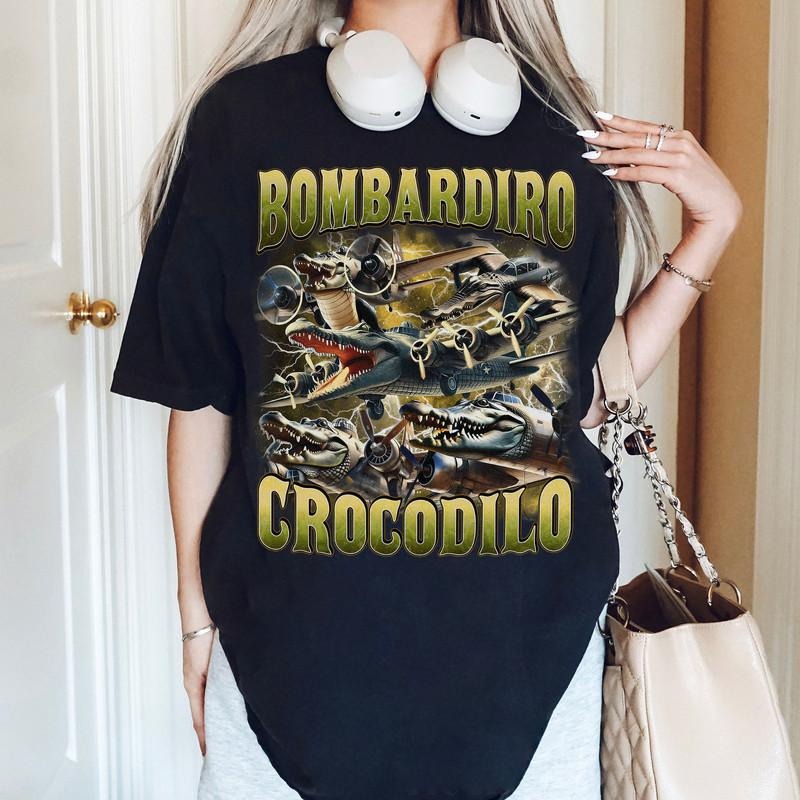 Bombardiro Crocodilo T-Shirt Italian Meme Funny Brainrot Graphic Tee Hoodie, Sweatshirt | HypeDripTees.com