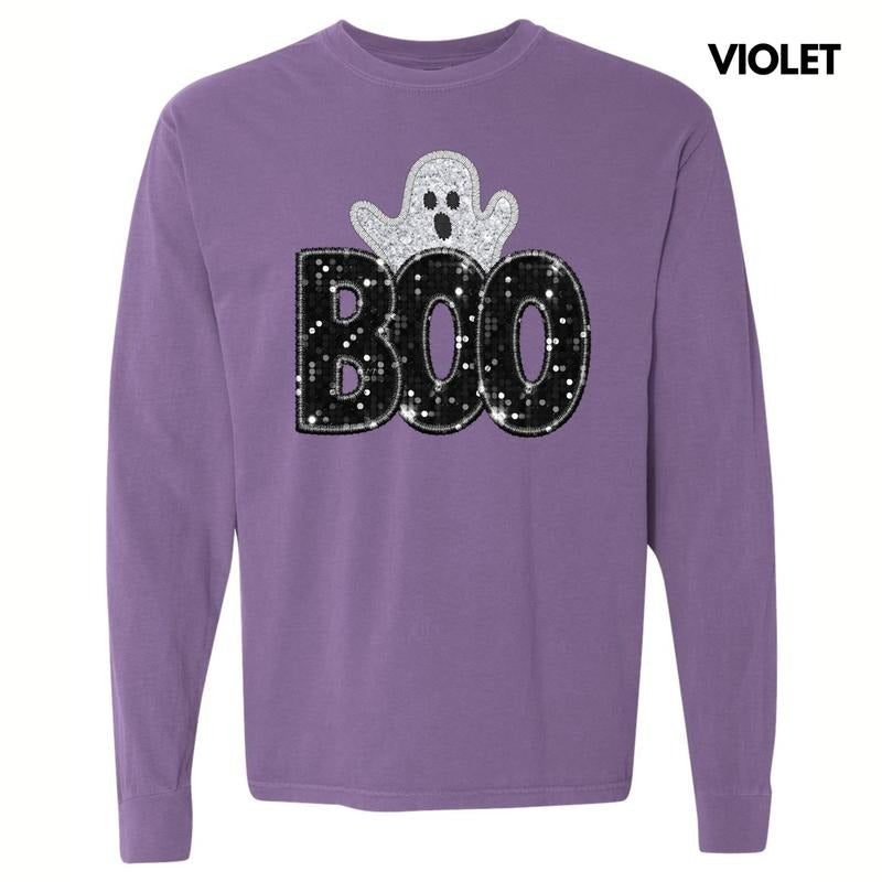 Boo & Ghost FAKE Glitter Long Sleeve Comfort Colors T-Shirt 'NLB' Hoodie, Sweatshirt | HypeDripTees.com